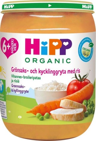 HIPP riisiä vihanneksia ja kanaa 190g 6kk
